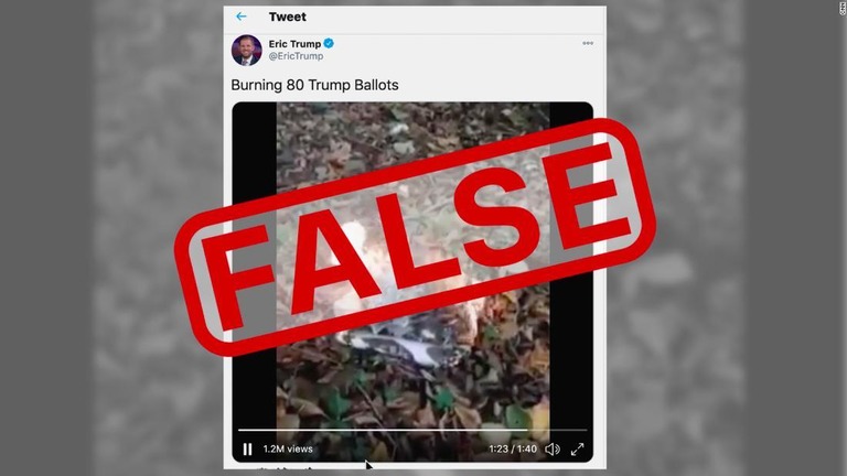 米バージニア州の当局は投票用紙を燃やしたとされる動画の用紙は偽物であると説明した/CNN